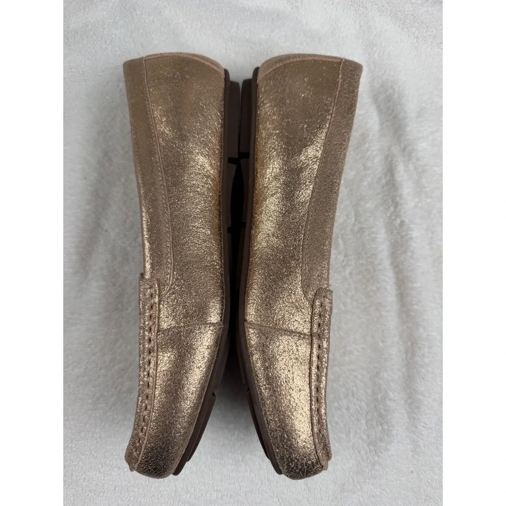 Vionic Debbie Metallic Rose Gold Leather driving Loafer Orthotic Flats Womens 9